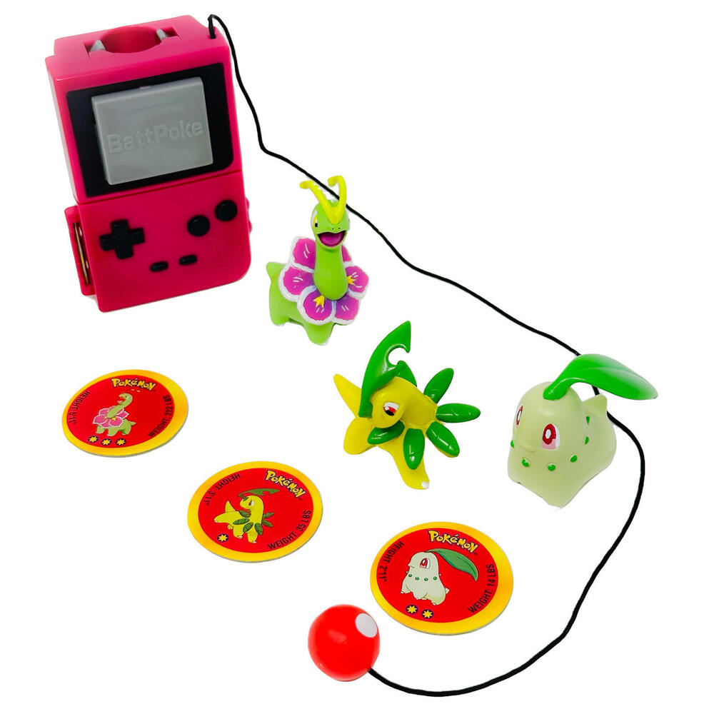 Chikorita Bayleef Meganium Ball Blaster w/ Battle Discs Pokemon Battpoke Vintage
